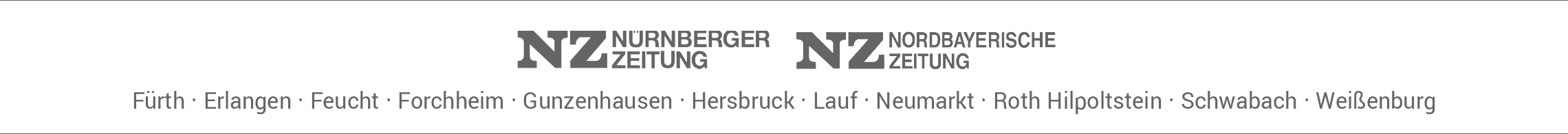 Die Logos der verschiedenen Lokalausgaben der Nürnberger Nachrichten